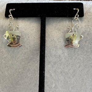 Silver and Gold Heart Cup Earrings
